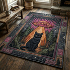 UFO Cat Abduction area rug in a living room