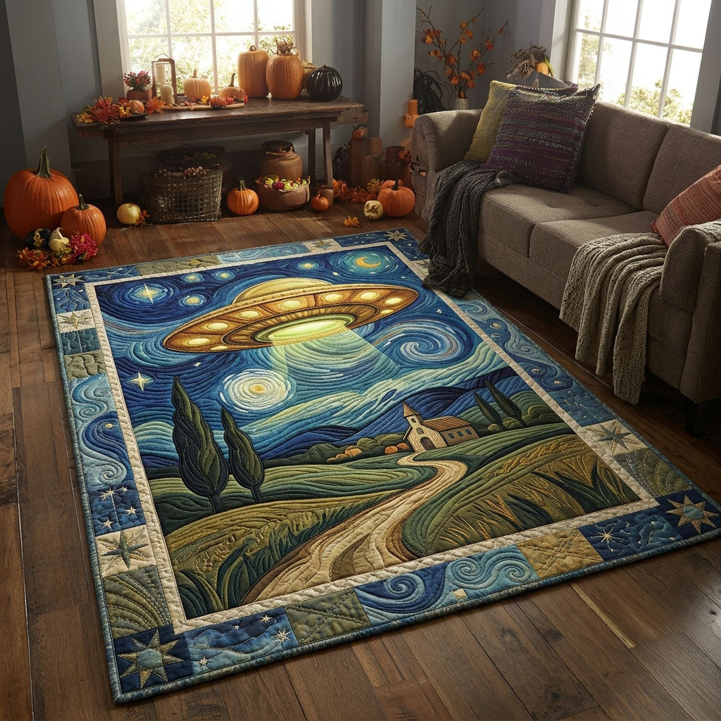 UFO Starry Night area rug in a living room