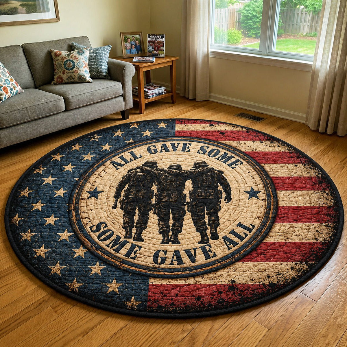 USA 250 Round Mat Rug - washable non-slip printed rug
