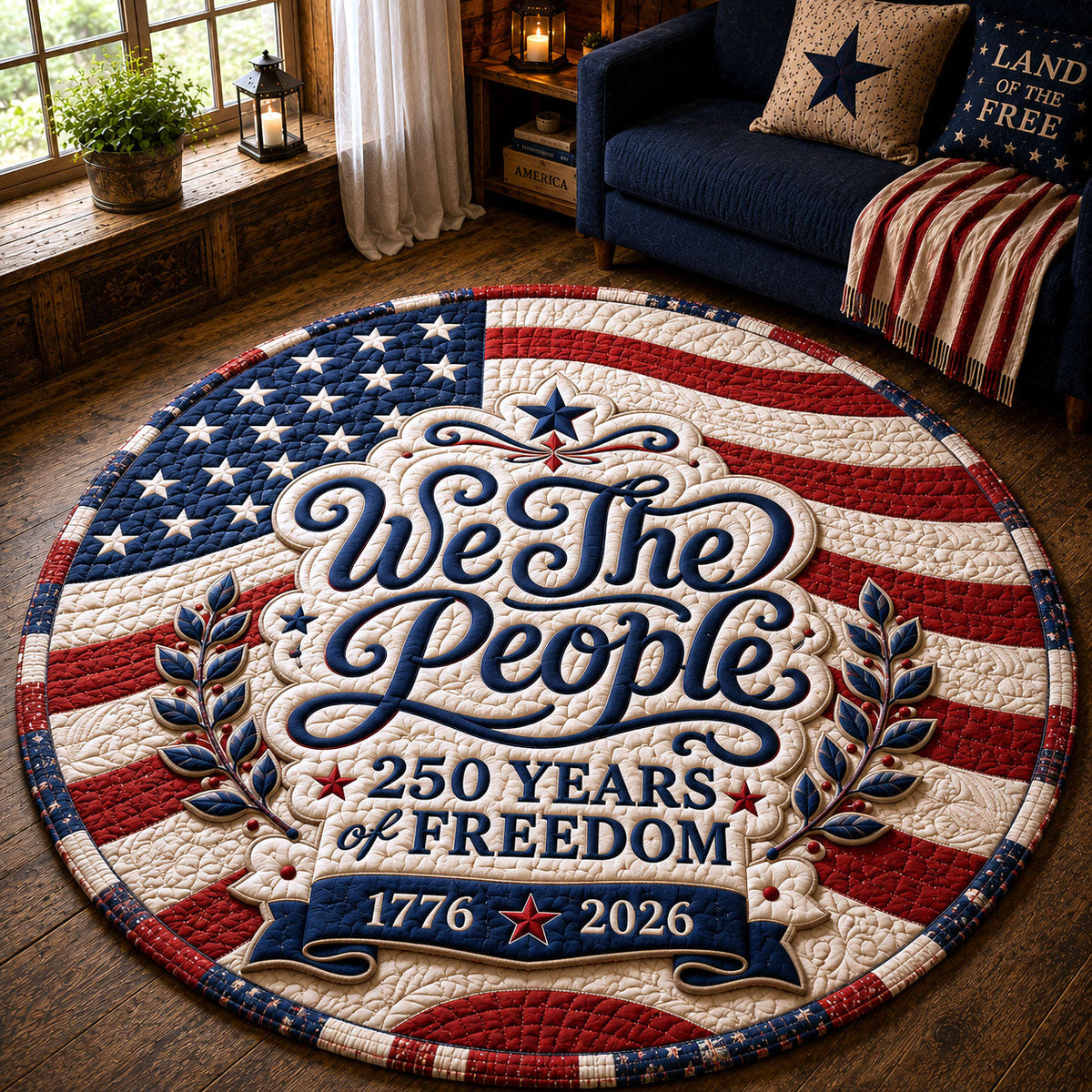 USA 250th Anniversary Round Mat Rug