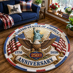 USA 250th Anniversary Round Mat Rug - washable non-slip printed rug