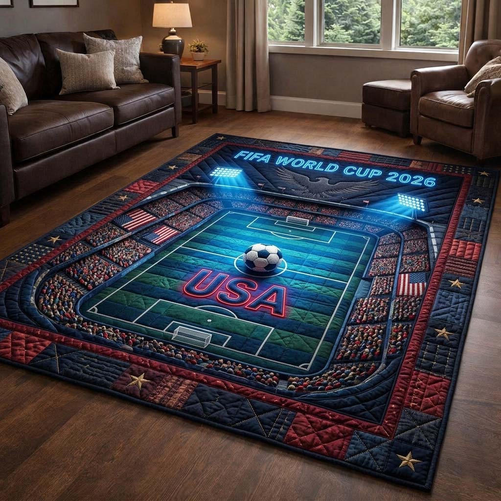 USA Arena area rug in a living room