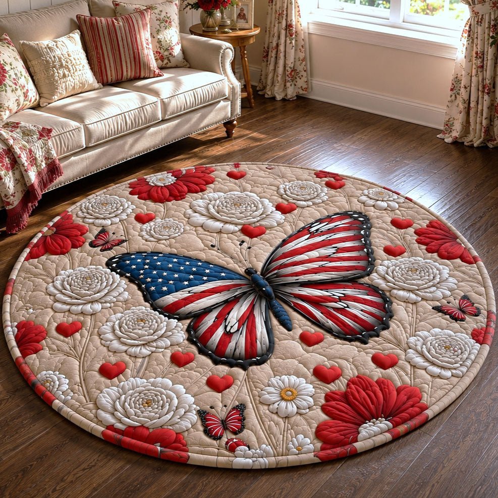 USA Butterfly Round Mat Rug - washable non-slip printed rug