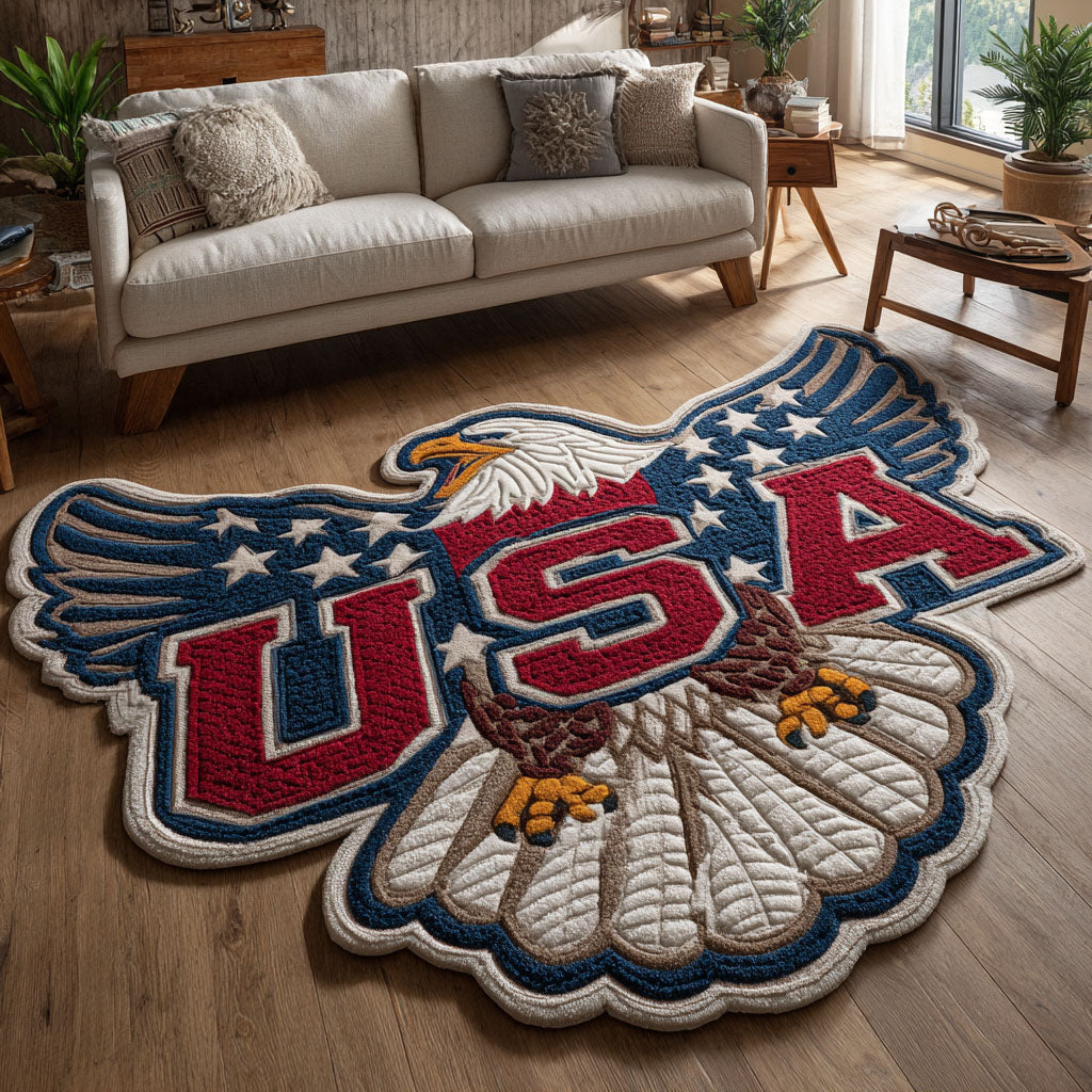 USA Crest Custom Shape Area Rug - Nature Design | Die-Cut Non-Slip Rug - washable non-slip printed rug