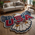 USA Crest Custom Shape Area Rug - Nature Design | Die-Cut Non-Slip Rug - washable non-slip printed rug