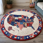 USA Patchwork Round Mat Rug - washable non-slip printed rug