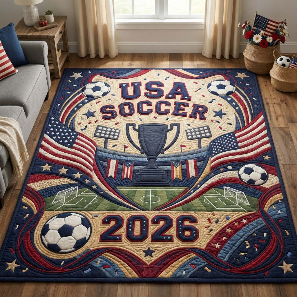 USA Soccer area rug in a living room