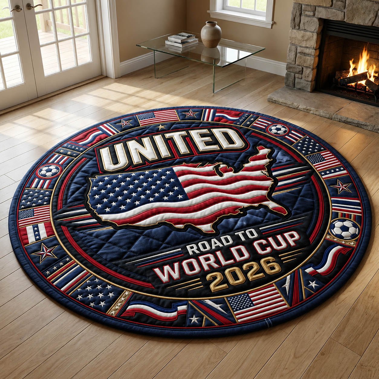 USA World Cup Round Mat Rug - Nature Design | Serene Home Decor