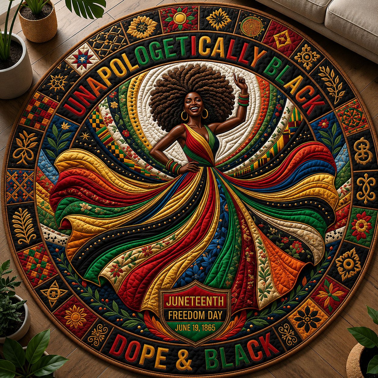 Unapologetically Dope And Black Round Mat Rug - Nature Design | Serene Home Decor