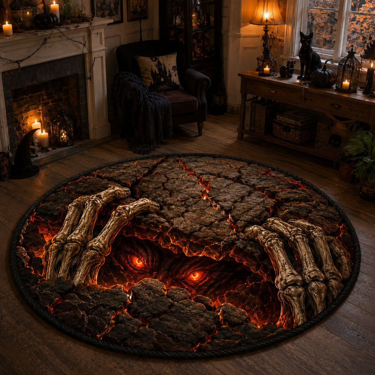 Undead Emergence Round Mat Rug - washable non-slip printed rug