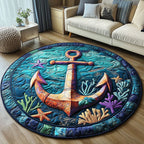 Underwater Anchor Round Mat Rug - washable non-slip printed rug