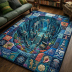 Underwater Atlantis area rug in a living room