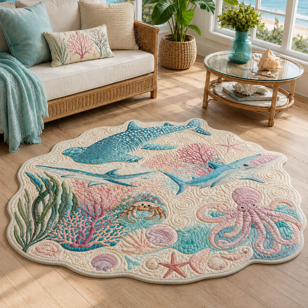 Underwater Paradise Custom Shape Area Rug - Nature Design | Die-Cut Non-Slip Rug - washable non-slip printed rug