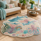 Underwater Paradise Custom Shape Area Rug - Nature Design | Die-Cut Non-Slip Rug - washable non-slip printed rug