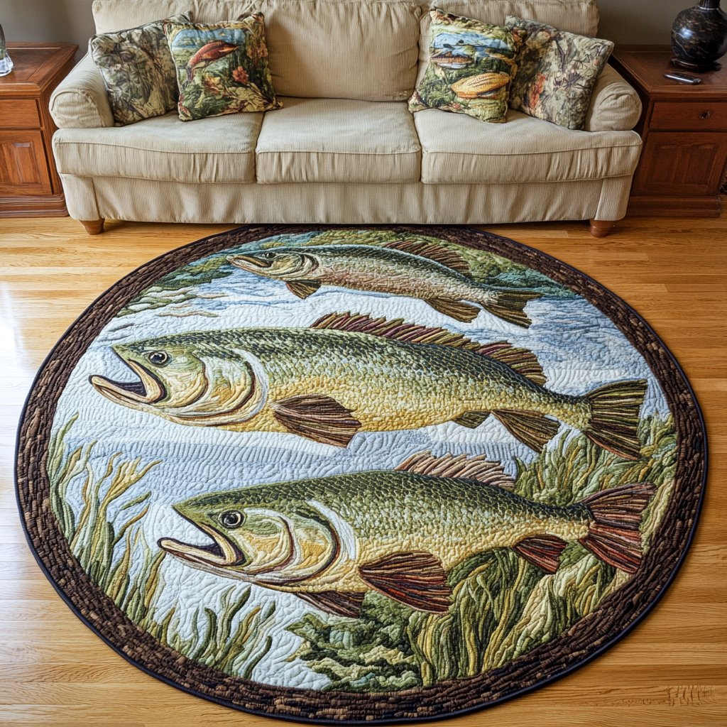 Underwater Treasures Round Mat Rug - washable non-slip printed rug