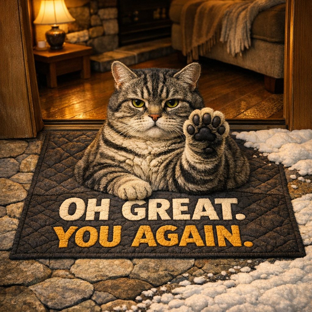 Unimpressed Cat Doormat - Funny Design | Printed Welcome Doormat - washable non-slip printed rug