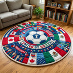 United By Soccer (Design 2) Round Mat Rug - washable non-slip printed rug