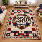 United States 250 area rug in a living room