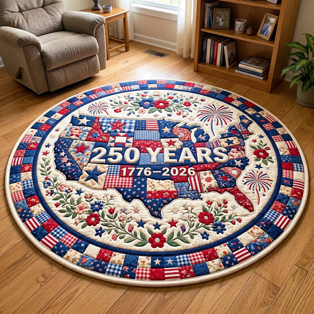United States Round Mat Rug - washable non-slip printed rug