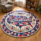 United States Round Mat Rug - washable non-slip printed rug