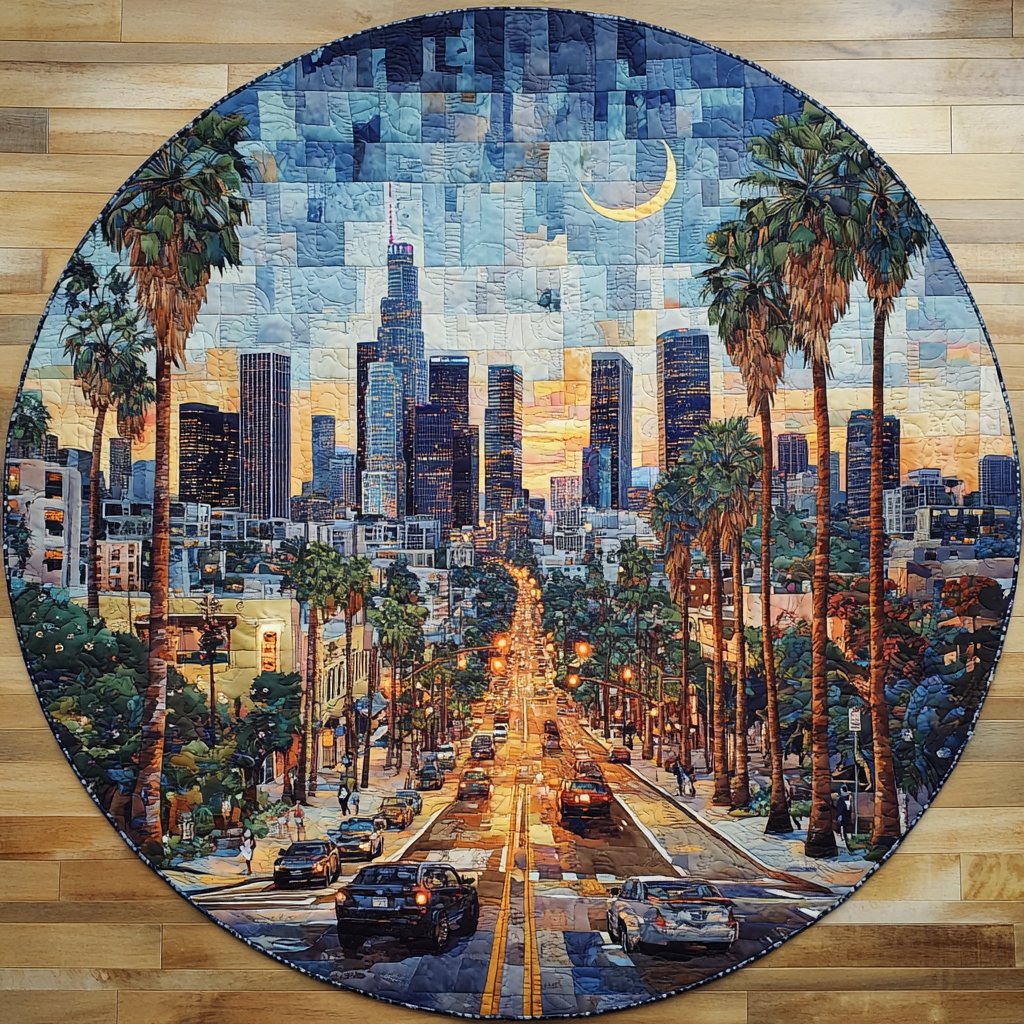 Urban California Round Mat Rug - washable non-slip printed rug