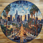 Urban California Round Mat Rug - washable non-slip printed rug