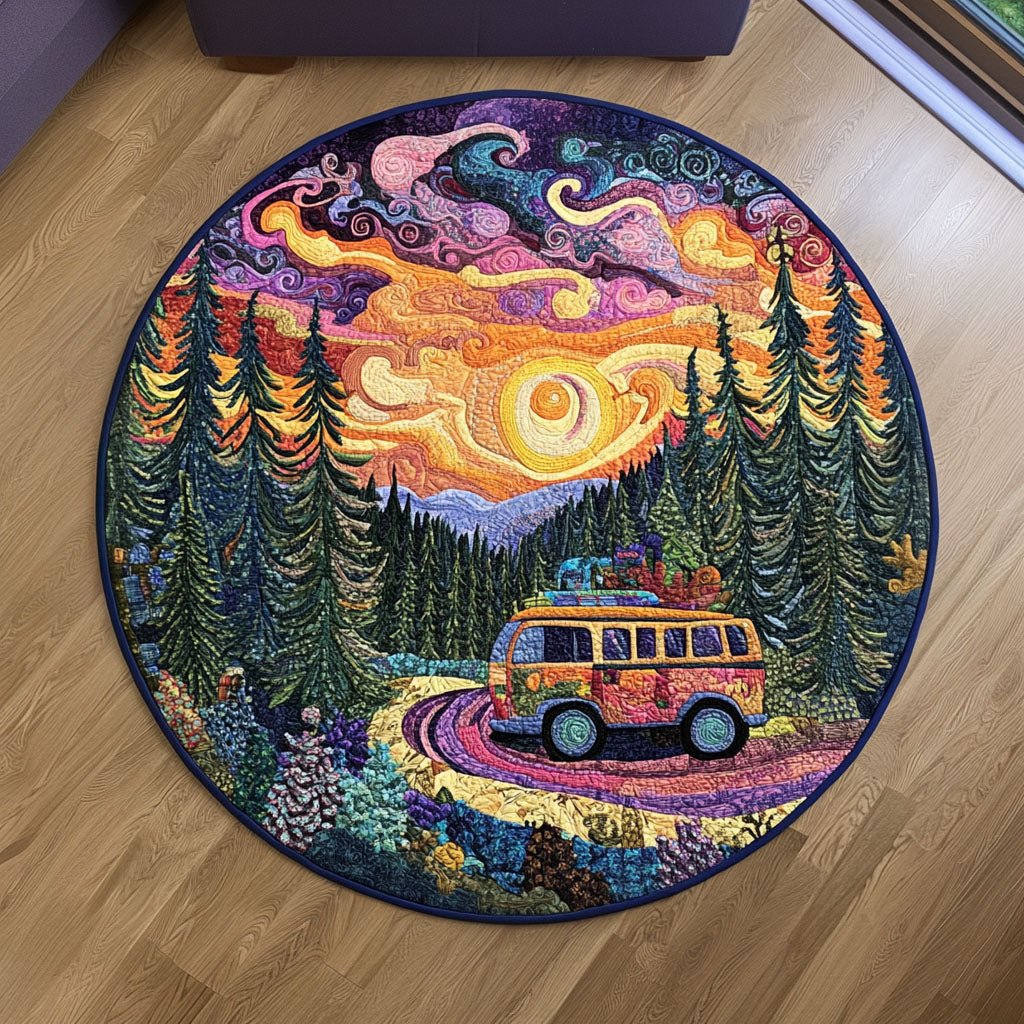 Van Life Wanderlust Round Mat Rug - Nature Design | Serene Home Decor