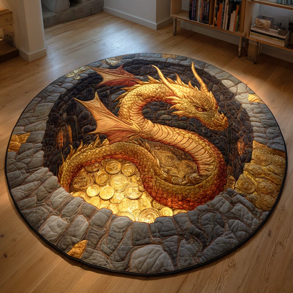 Vault of Embers Round Mat Rug - washable non-slip printed rug