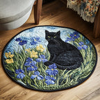 Velvet Bloom Round Mat Rug - washable non-slip printed rug