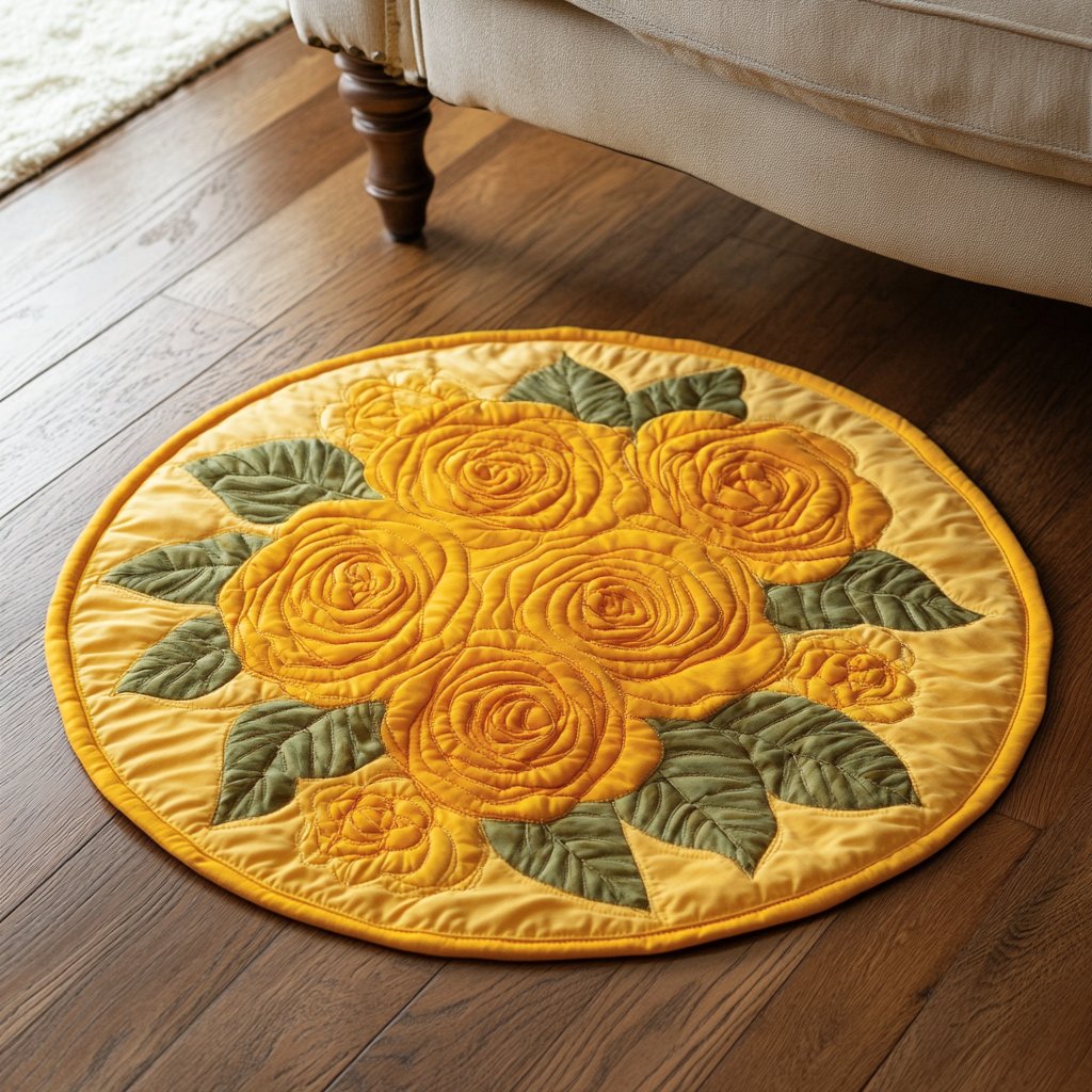 Velvet Blossom Round Mat Rug - washable non-slip printed rug