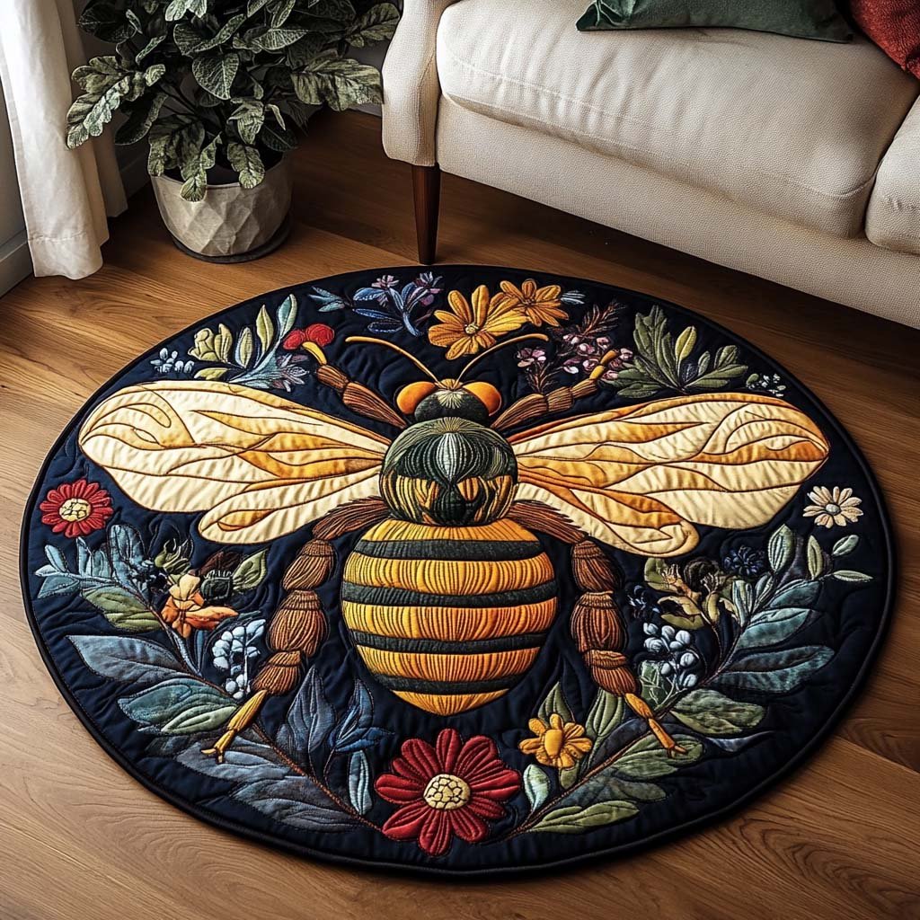 Velvet Buzz Round Mat Rug - washable non-slip printed rug