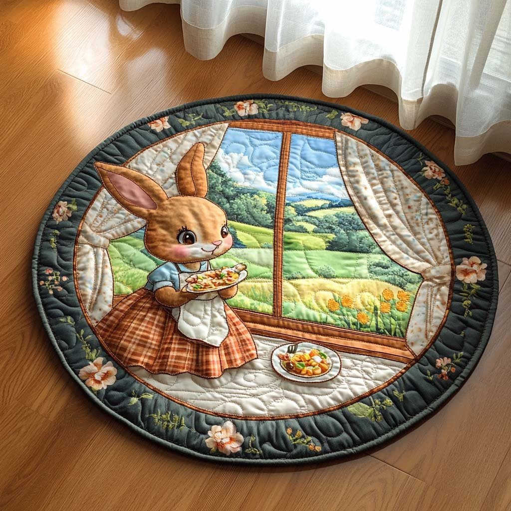 Velvet Ears Round Mat Rug - washable non-slip printed rug