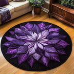 Velvet Feather Burst Round Mat Rug - washable non-slip printed rug