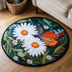 Velvet Flutter Round Mat Rug - washable non-slip printed rug