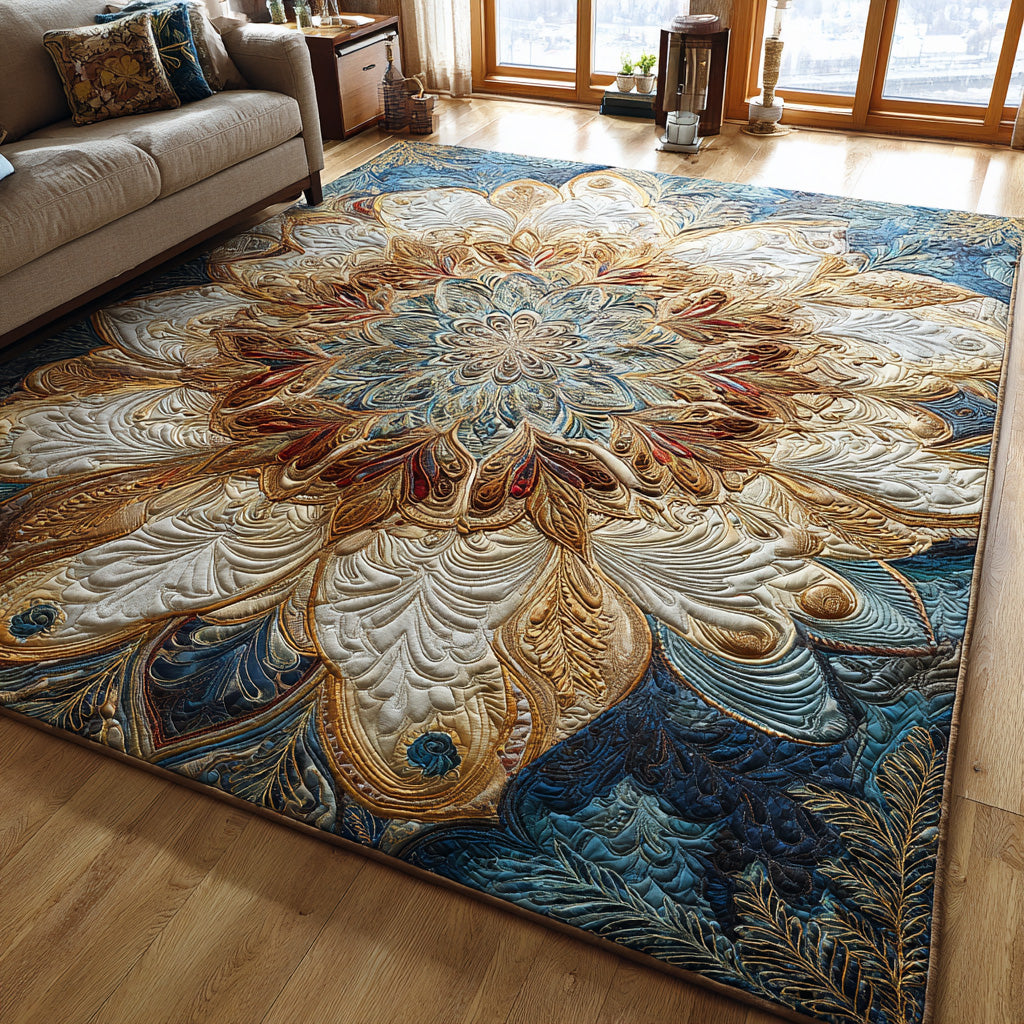 Velvet Lotus area rug in a living room