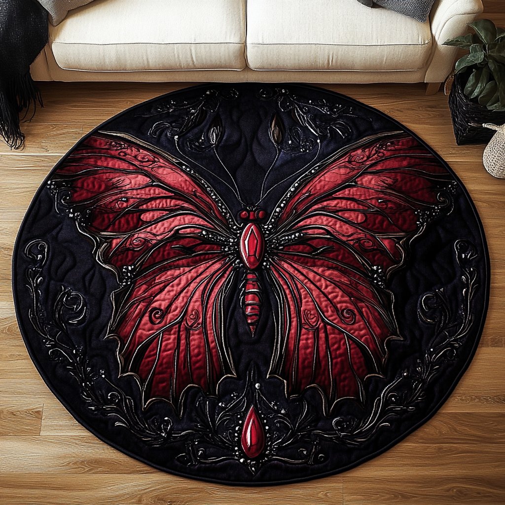 Velvet Monarch Round Mat Rug - washable non-slip printed rug