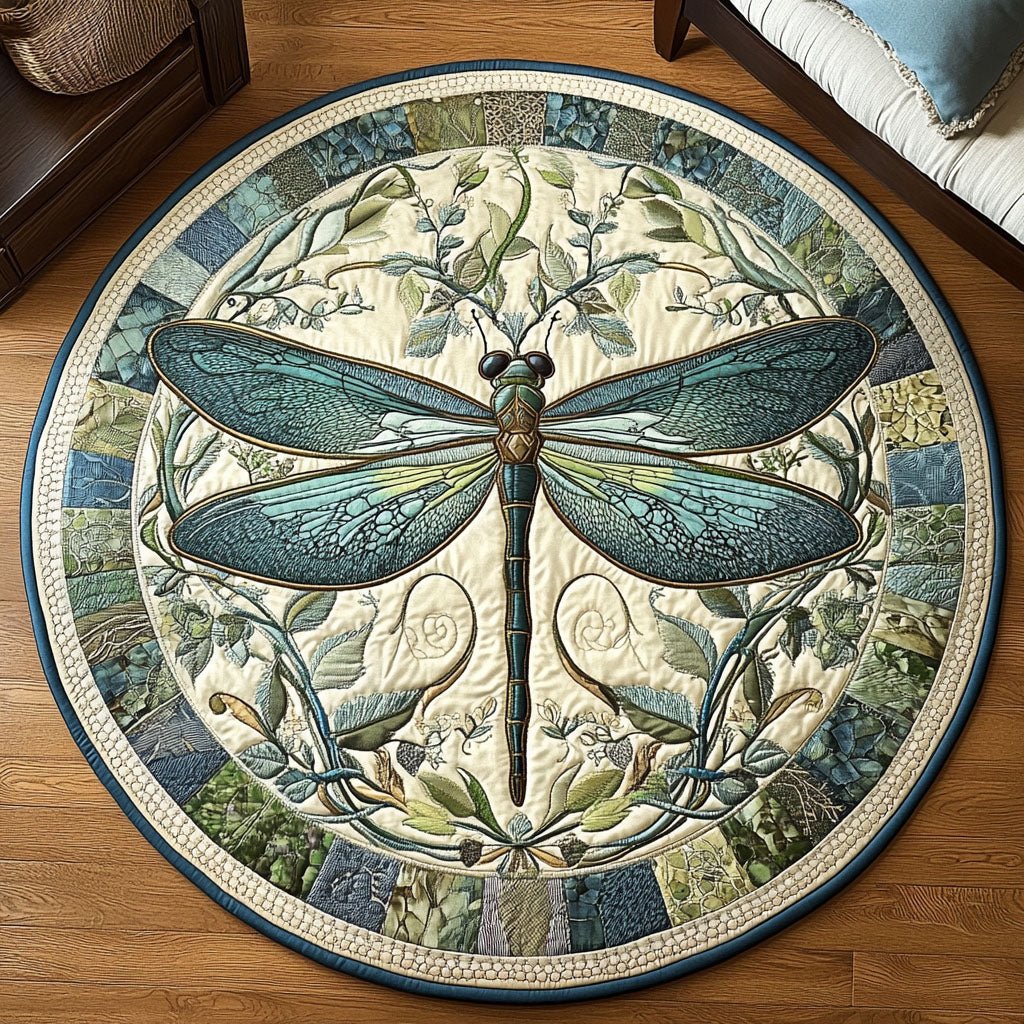 Verdant Elegance Round Mat Rug - washable non-slip printed rug