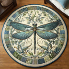 Verdant Elegance Round Mat Rug - washable non-slip printed rug