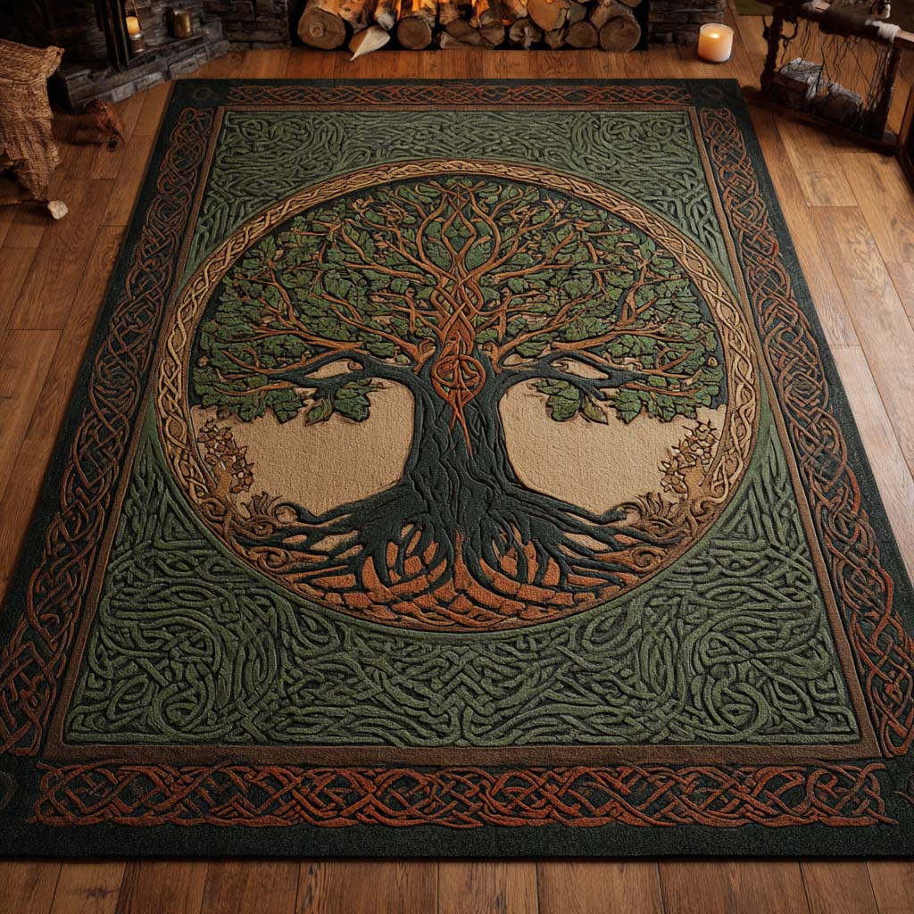 Verdant Halo area rug in a living room