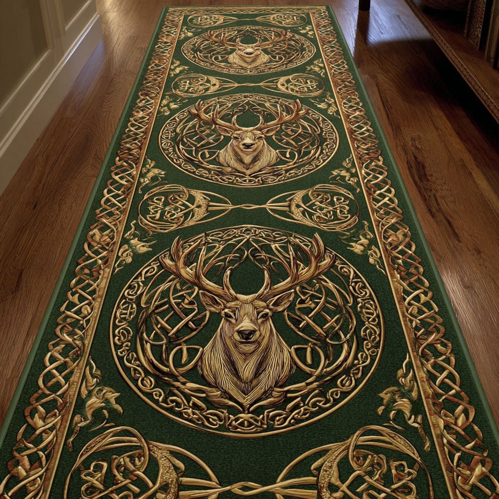Verdant Stag Runner Carpet Runner Rug - Cute Pet Design | Animal Printed Runner Rug