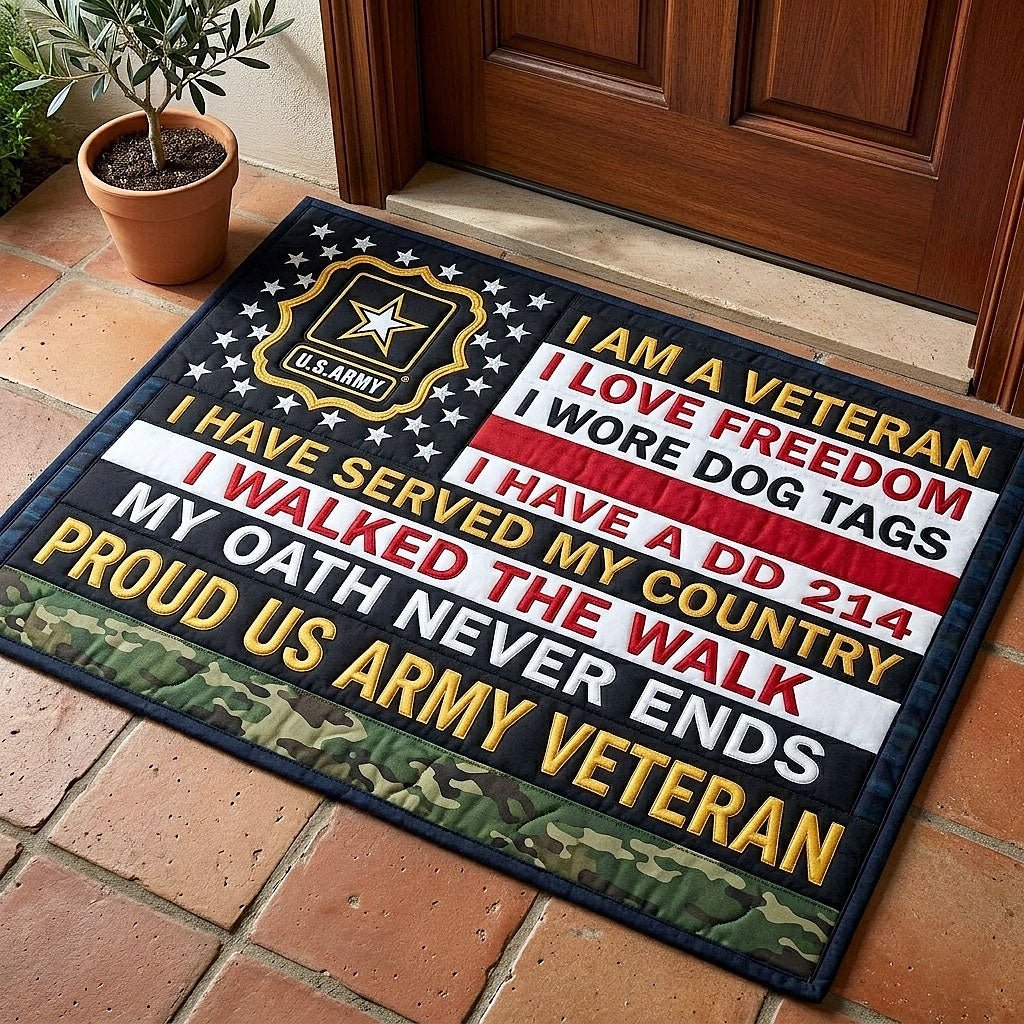 Veteran Pride Doormat - Patriotic Design | Printed Welcome Doormat