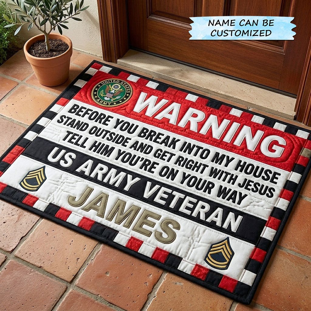Veteran Pride QTCUZ Doormat - Patriotic Design | Printed Welcome Doormat
