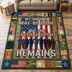 Veteran Spirit Remains area rug in a living room
