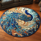 Vibrant Feathers Round Mat Rug - washable non-slip printed rug