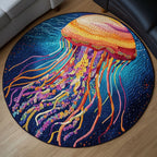 Vibrant Flow Round Mat Rug - washable non-slip printed rug