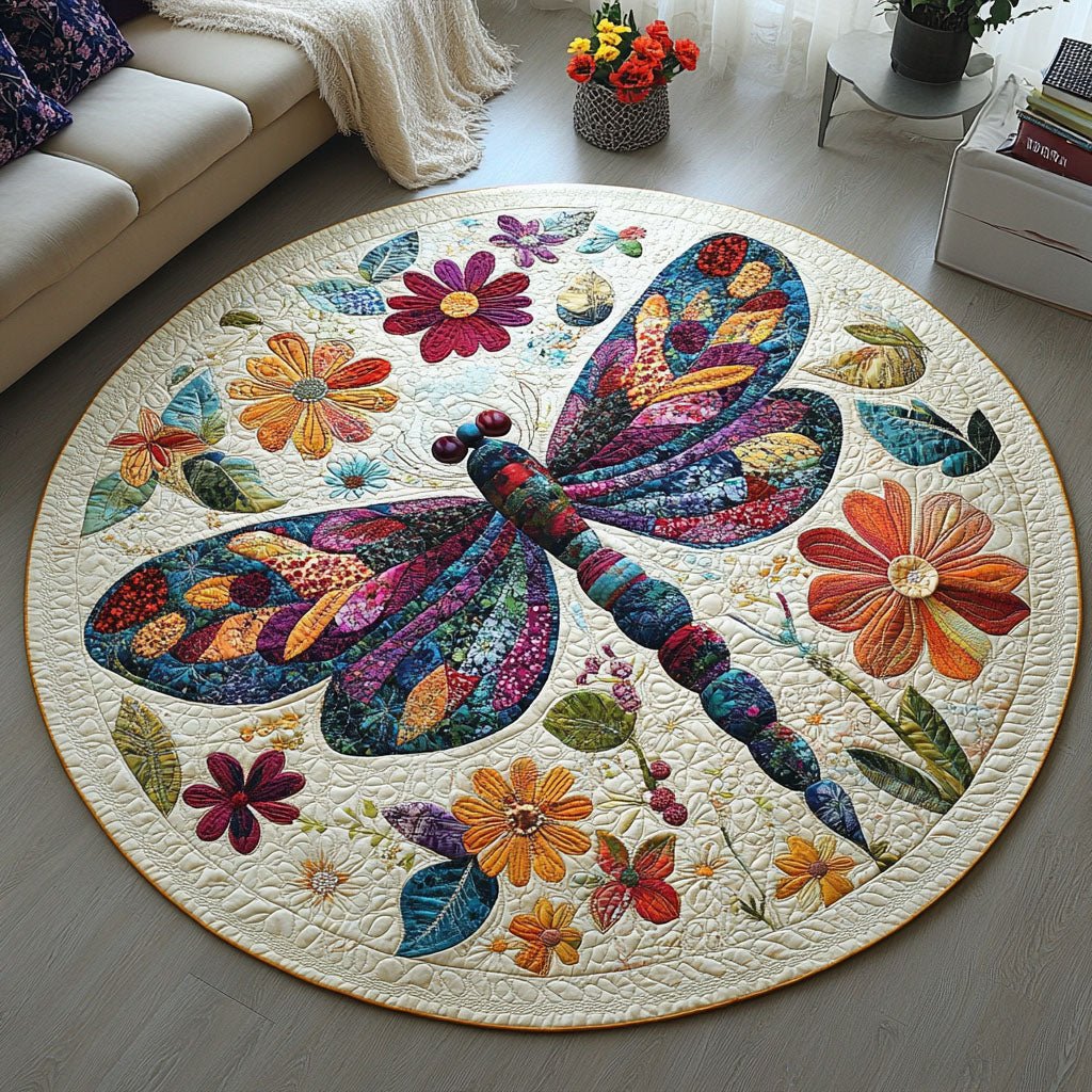 Vibrant Flutter Round Mat Rug - washable non-slip printed rug