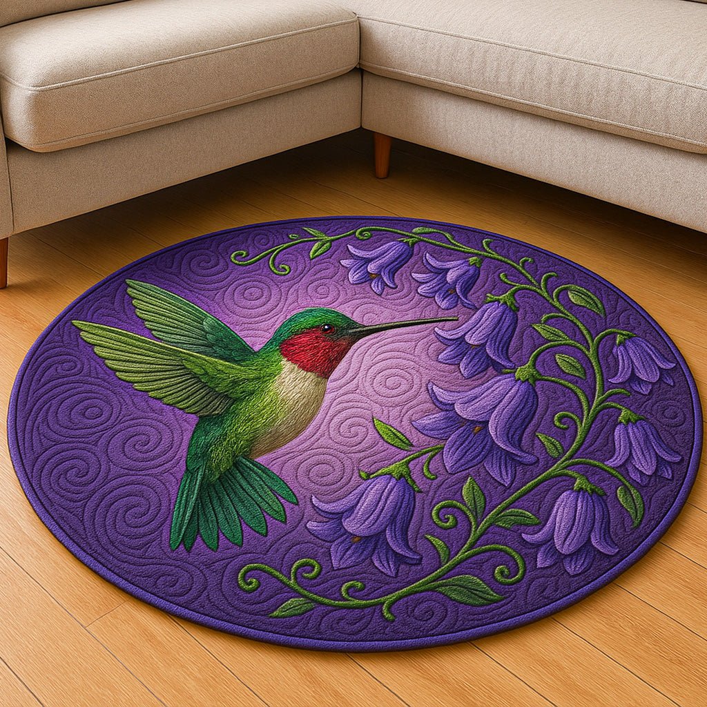 Vibrant Hummingbird Round Mat Rug - washable non-slip printed rug