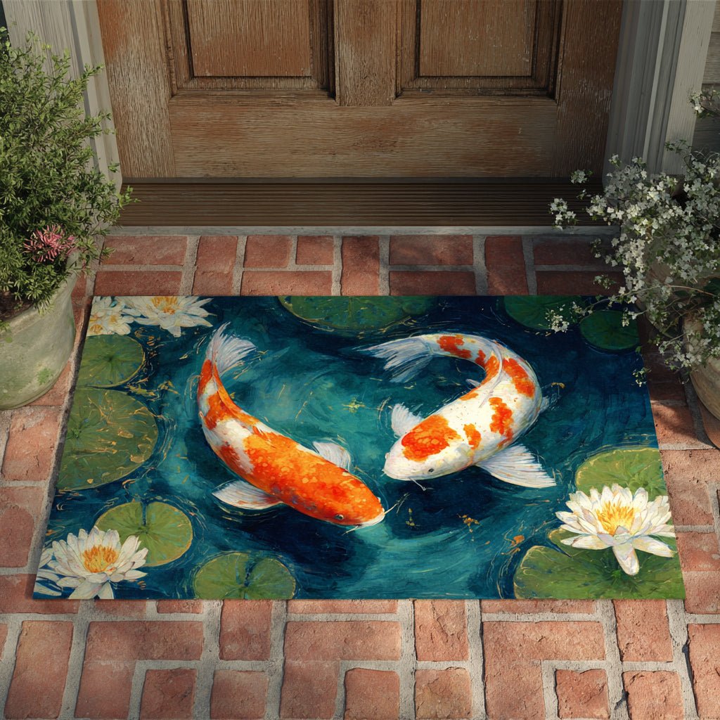 Vibrant Koi Fish Doormat - Nature Design | Printed Welcome Doormat