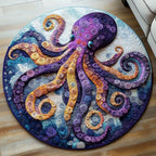 Vibrant Octopus Round Mat Rug - washable non-slip printed rug