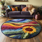 Vibrant Sun Round Mat Rug - washable non-slip printed rug